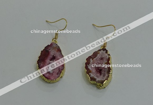 NGE260 13*18mm - 15*20mm freeform druzy agate earrings