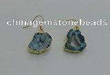 NGE261 13*18mm - 15*20mm freeform druzy agate earrings