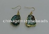 NGE262 13*18mm - 15*20mm freeform druzy agate earrings