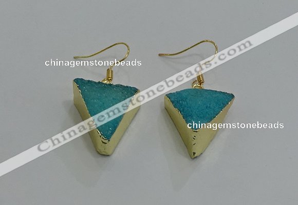 NGE269 18*22mm - 20*22mm triangle druzy agate earrings