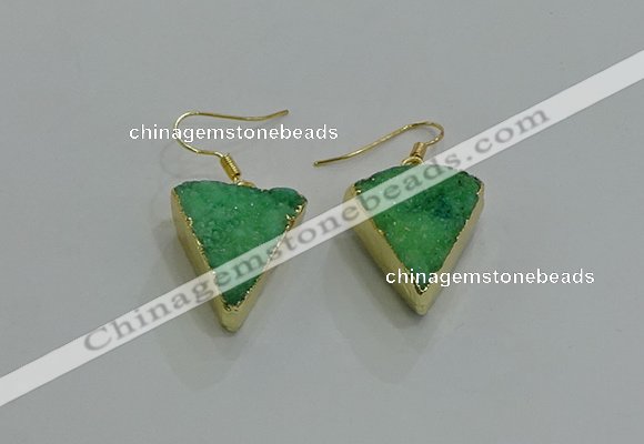 NGE270 18*22mm - 20*22mm triangle druzy agate earrings