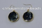 NGE275 25mm flat round agate gemstone earrings wholeasle