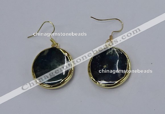 NGE275 25mm flat round agate gemstone earrings wholeasle