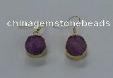 NGE278 15mm - 16mm coin druzy agate gemstone earrings wholeasle