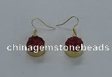 NGE279 15mm - 16mm coin druzy agate gemstone earrings wholeasle