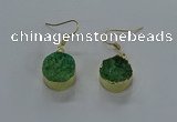 NGE280 15mm - 16mm coin druzy agate gemstone earrings wholeasle