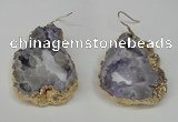 NGE29 30*35mm - 35*40mm freeform plated druzy agate earrings