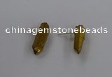 NGE290 9*18mm - 11*20mm nuggets plated druzy agate earrings