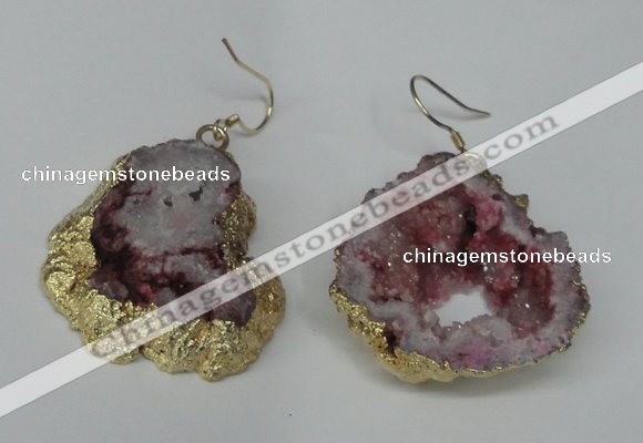 NGE30 30*35mm - 35*40mm freeform plated druzy agate earrings