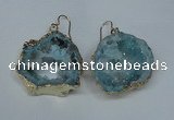 NGE31 30*35mm - 35*40mm freeform plated druzy agate earrings