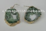 NGE32 30*35mm - 35*40mm freeform plated druzy agate earrings