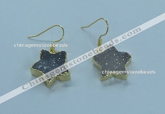 NGE345 14mm - 16mm star druzy agate earrings wholesale