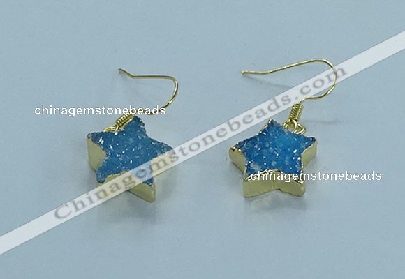 NGE349 14mm - 16mm star druzy agate earrings wholesale