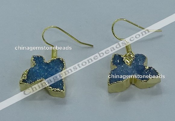 NGE357 10*14mm - 12*16mm butterfly druzy agate earrings wholesale