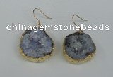 NGE36 20*25mm - 25*30mm freeform plated druzy agate earrings