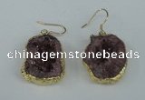 NGE37 20*25mm - 25*30mm freeform plated druzy agate earrings