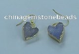 NGE370 13*13mm - 14*14mm heart druzy agate earrings wholesale