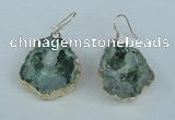 NGE38 20*25mm - 25*30mm freeform plated druzy agate earrings