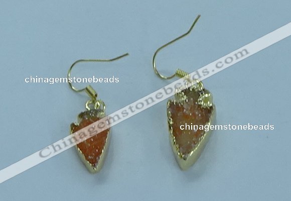 NGE381 9*18mm - 10*20mm arrowhead druzy agate earrings wholesale