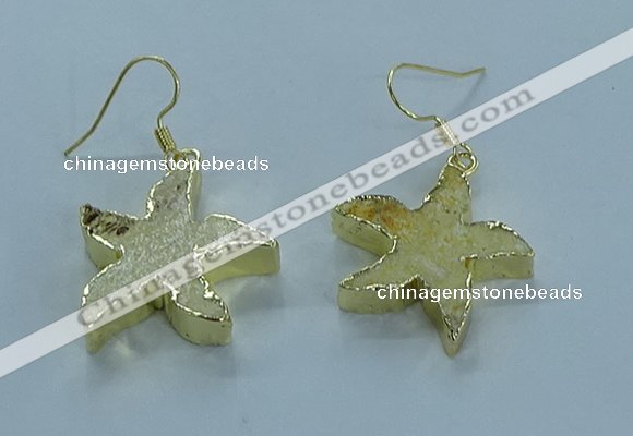 NGE389 20mm - 22mm starfish druzy agate earrings wholesale