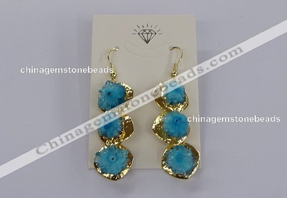 NGE395 10*32mm - 12*38mm druzy agate gemstone earrings