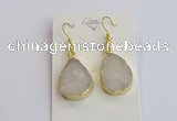 NGE400 15*20mm teardrop druzy agate gemstone earrings wholesale