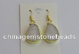 NGE401 15*20mm teardrop AB-color druzy agate gemstone earrings