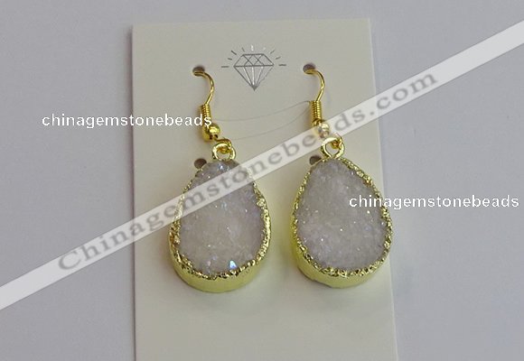 NGE401 15*20mm teardrop AB-color druzy agate gemstone earrings