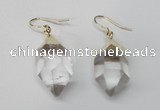 NGE43 12*20mm - 15*25mm faceted nuggets white crystal earrings