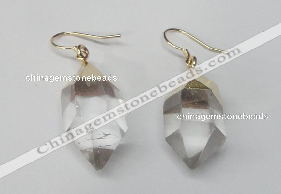 NGE43 12*20mm - 15*25mm faceted nuggets white crystal earrings