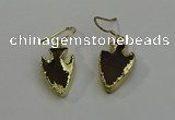 NGE5000 16*20mm - 18*25mm arrowhead smoky quartz earrings