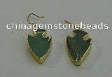 NGE5003 16*20mm - 18*25mm arrowhead green aventurine earrings