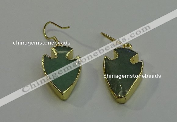 NGE5003 16*20mm - 18*25mm arrowhead green aventurine earrings