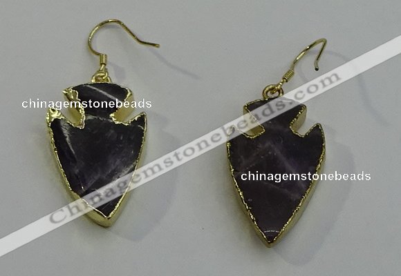 NGE5004 18*25mm - 20*30mm arrowhead amethyst earrings