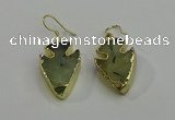 NGE5006 18*25mm - 20*30mm arrowhead green rutilated quartz earrings