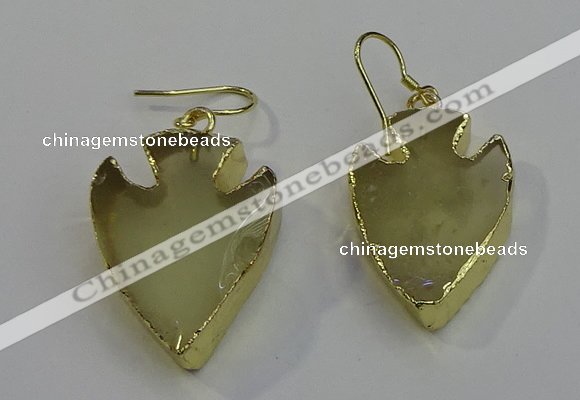 NGE5008 20*30mm - 25*30mm arrowhead lemon quartz earrings