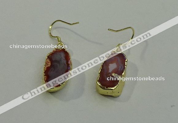 NGE5009 10*22mm - 12*25mm freeform red agate gemstone earrings