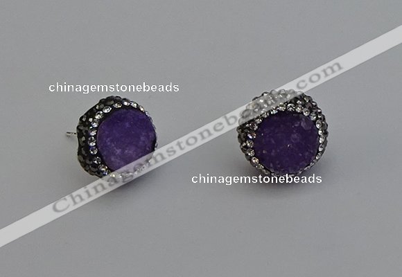 NGE5016 12mm freeform druzy agate gemstone earrings wholesale