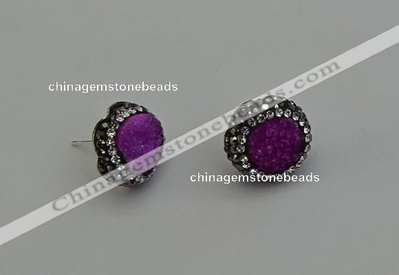 NGE5017 12mm freeform druzy agate gemstone earrings wholesale