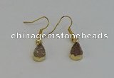 NGE5020 8*12mm teardrop druzy agate gemstone earrings wholesale