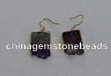 NGE5025 15*16mm - 15*20mm freeform druzy amethyst earrings