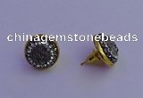 NGE5028 12mm - 14mm coin plated druzy agate gemstone earrings