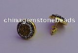 NGE5031 12mm - 14mm coin plated druzy agate gemstone earrings