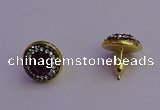 NGE5033 12mm - 14mm coin plated druzy agate gemstone earrings