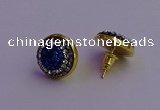 NGE5035 12mm - 14mm coin plated druzy agate gemstone earrings