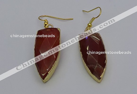 NGE5068 12*35mm - 15*40mm arrowhead red rabbit hair pendants