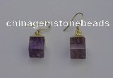 NGE5085 10*15mm cube light amethyst gemstone earrings wholesale