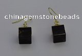 NGE5088 10*15mm cube smoky quartz gemstone earrings wholesale