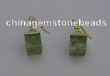 NGE5090 10*15mm cube green rutilated quartz gemstone earrings wholesale