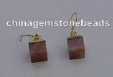 NGE5094 10*15mm cube moonstone gemstone earrings wholesale